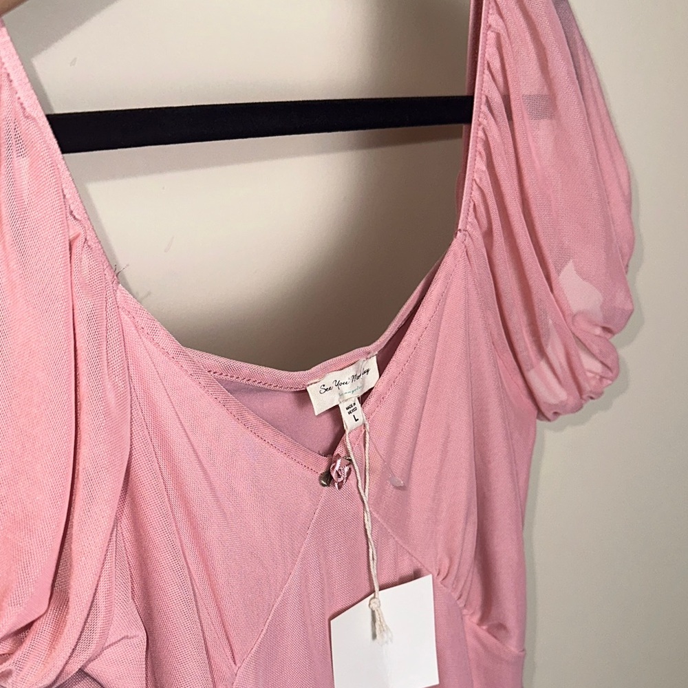 See You Monday Women’s Pink Mini Dress Size Large - Picture 9 of 9